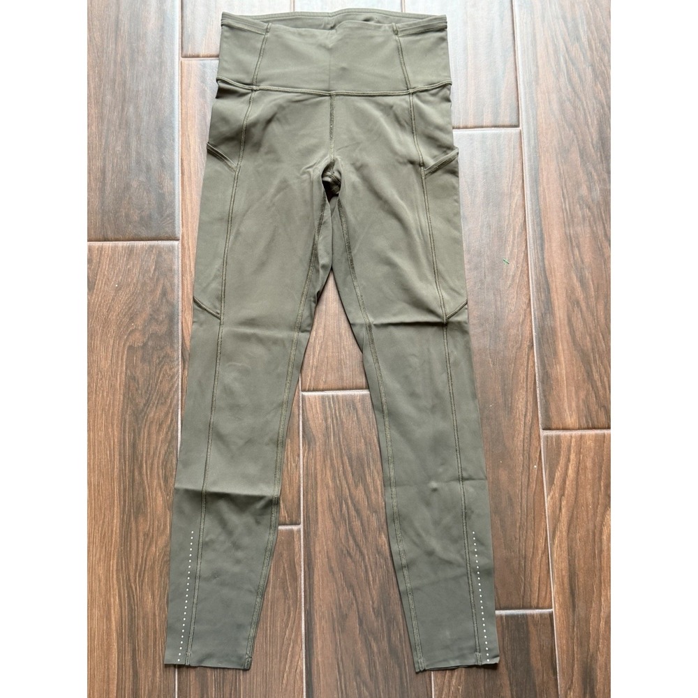 Lululemon Fast Free II Nulux Leggings Womens 4 Olive Green Bottoms W-11